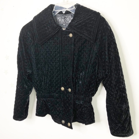 Kaos By Andy John’s black velvet quilted jacket - Picture 2 of 13